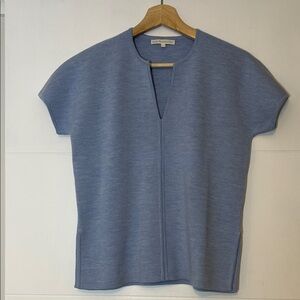 ANN MASHBURN Blue Short Sleeve Women's Wool Sweater